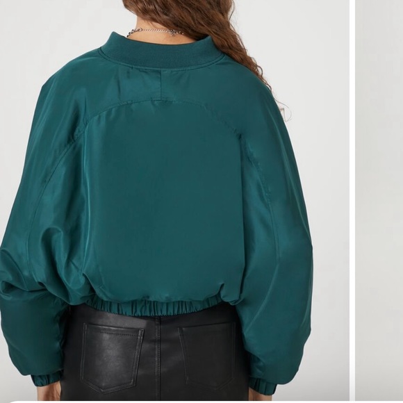 Forever 21 Hunter Green Crop Bomber Jacket - Picture 3 of 13